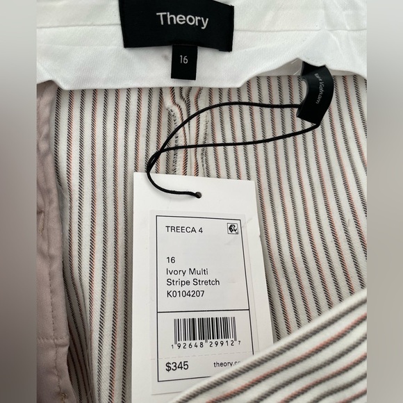 Theory Treeca 4 ivory multi stretch cotton pants NWT - Picture 8 of 10